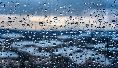 A realistic background showing raindrops on glass, providing texture and a sense of freshnes photo