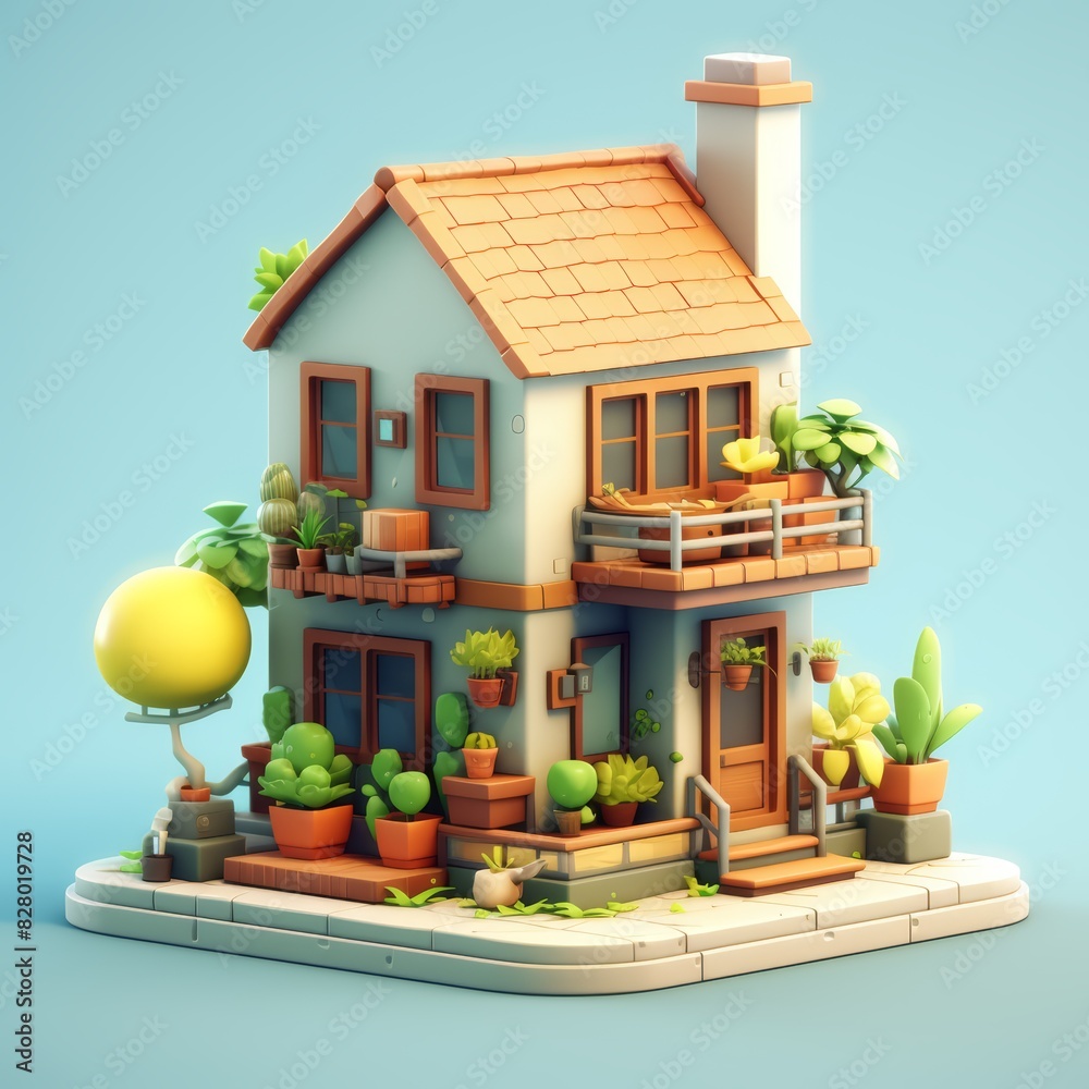 3D cartoon seed house with a cute, compact, and simple design 3D cartoon seed house with a cute, compact, and simple design