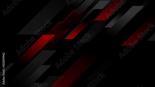 Black and red stripes geometric tech abstract background. Seamless looping motion design. Video animation Ultra HD 4K 3840x2160 photo