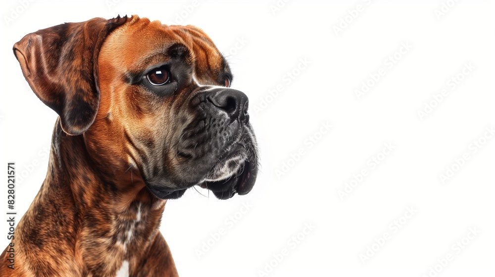 Boxer with a muscular build, isolated on solid white background Boxer with a muscular build, isolated on solid white background