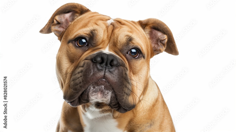 Bulldog with droopy cheeks, isolated on solid white background Bulldog with droopy cheeks, isolated on solid white background