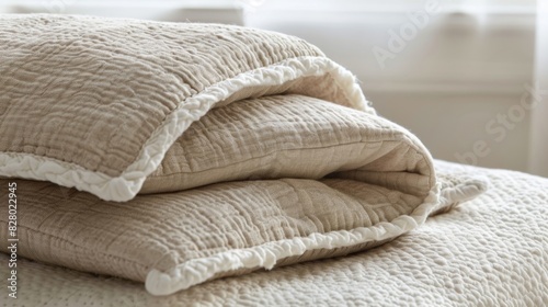 A reversible blanket made from soft and durable organic cotton and linen fibers. photo