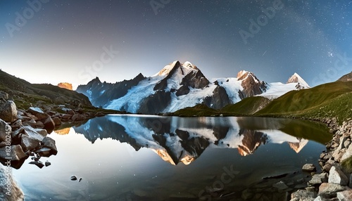 Cheserys lake and the Mont Blanc Massif at night