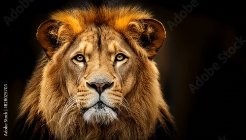 lion with a black background