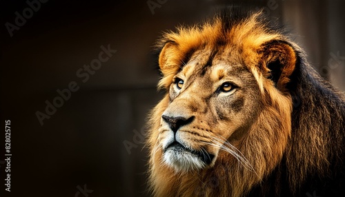  lion with a black background