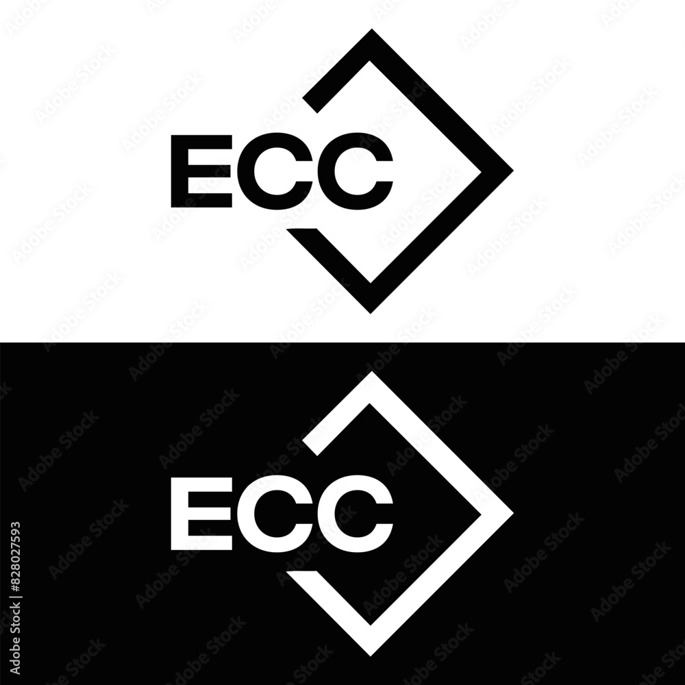ECC logo. E C C design. White ECC letter. ECC, E C C letter logo design. E C C letter logo design in FIVE, FOUR, THREE, style. letter logo set in one artboard. E C C letter logo vector design.