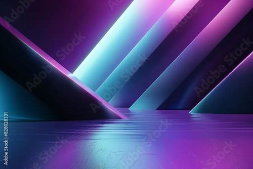 3d rendering of purple and blue abstract geometric background. Scene for advertising, technology, showroom, banner, game, sport, fashion, business, metaverse. Product display. generative ai