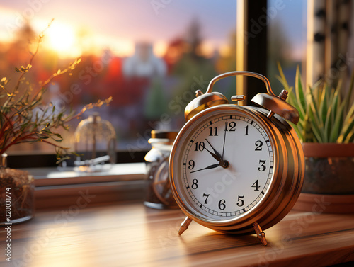 Alarm clock on sky backgrou...