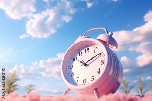 Alarm clock on sky backgrou...