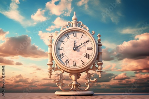 Alarm clock on sky backgrou...