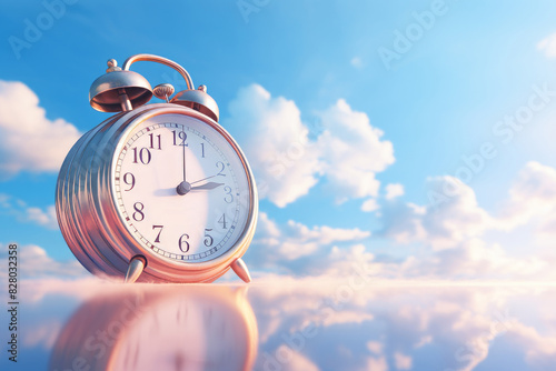 Alarm clock on sky backgrou...