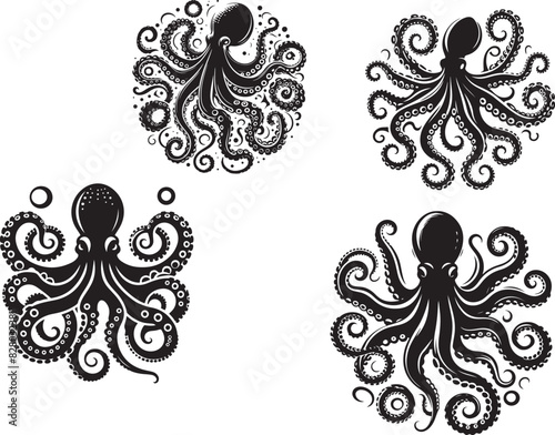 octopus silhouette   white background 