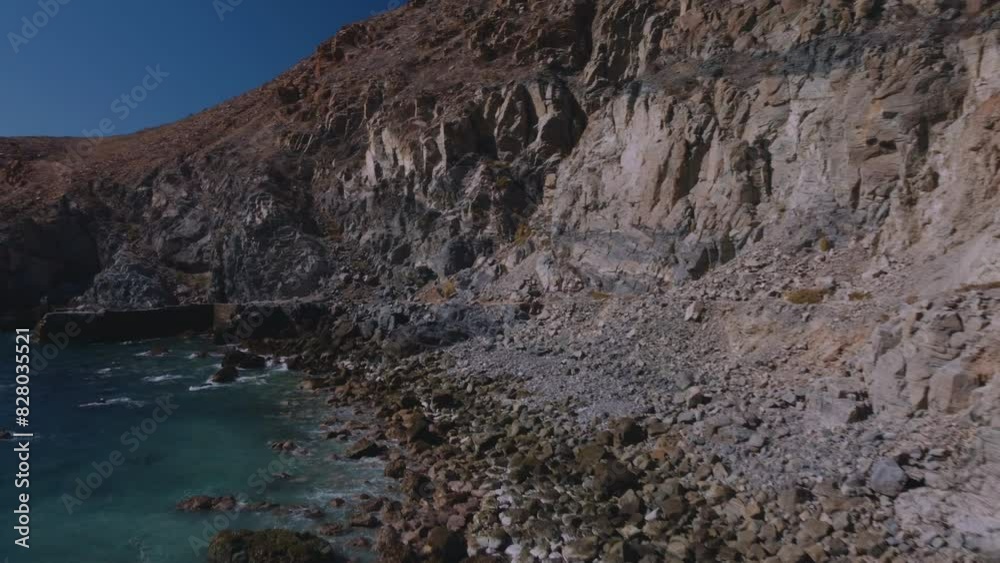 Punta Lobos beach in Baja California Sur, Mexico. Beautiful drone footage of the ocean cliffs. Punta Lobos beach in Baja California Sur, Mexico. Beautiful drone footage of the ocean cliffs.