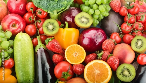 Background of fruits  vegetables and berries. Fresh food