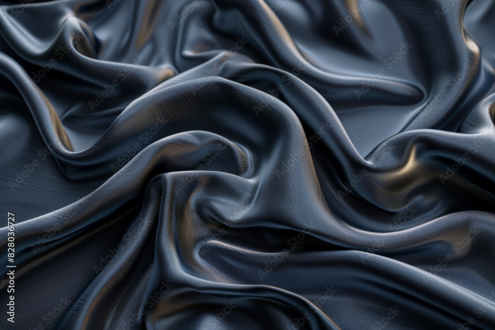Fototapeta premium Dark blue satin fabric with a smooth texture