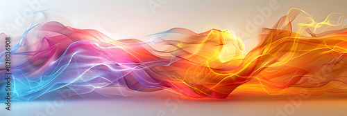 Colorful vibrant neon light stripes and dots, illuminated modern light waves, luminous lighttail stripes on a dark moody background, futuristic design, modern elegant light art