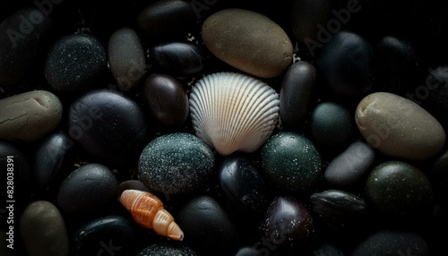 Trendy colorful small sea stone pebble background. Multicolored abstract beach nature patter.