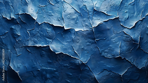 Close up of electric blue cracked texture on freezing glacial landform photo