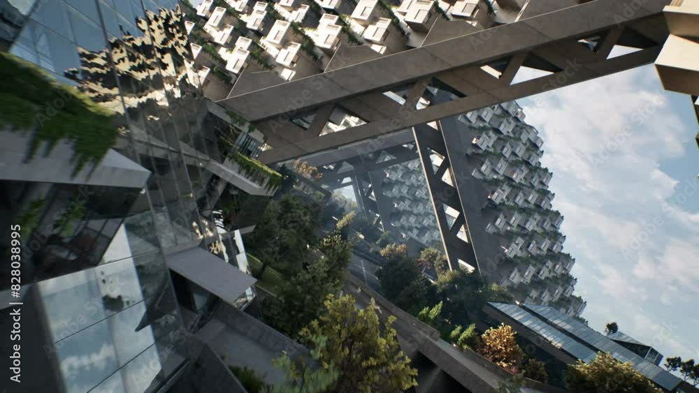 A Futuristic Building With A Lot Of Plants Growing On It's Sides Office Building Photorealism Environment