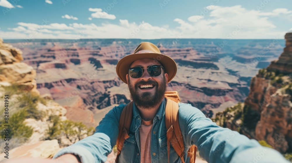 Naklejka premium People taking photos in Grand Canyon.