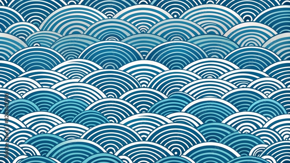 Sheika Wave Pattern Traditional Seigaiha ocean waves pattern in a minimalistic line art ...