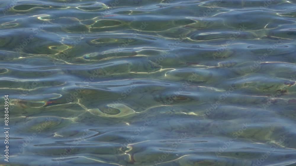 Sea or ocean, waves close-up view. Blue waves sea water. Blue crystal clear water. One can see the sandy seabed. Sea wave low angle view. 3D animation Sea or ocean, waves close-up view. Blue waves sea water. Blue crystal clear water. One can see the sandy seabed. Sea wave low angle view. 3D animation