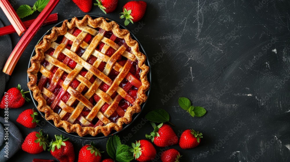 the concept of national strawberry rhubarb pie day, copy space the concept of national strawberry rhubarb pie day, copy space