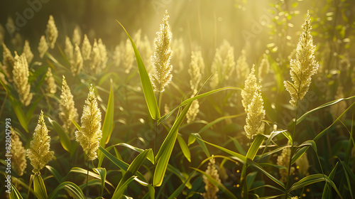 campo de espigas de trigo iluminado con la luz del sol a contraluz al aire libre en la naturaleza pasto y cesped milpa o plantio