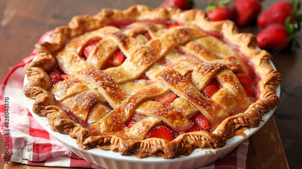the concept of national strawberry rhubarb pie day, copy space the concept of national strawberry rhubarb pie day, copy space