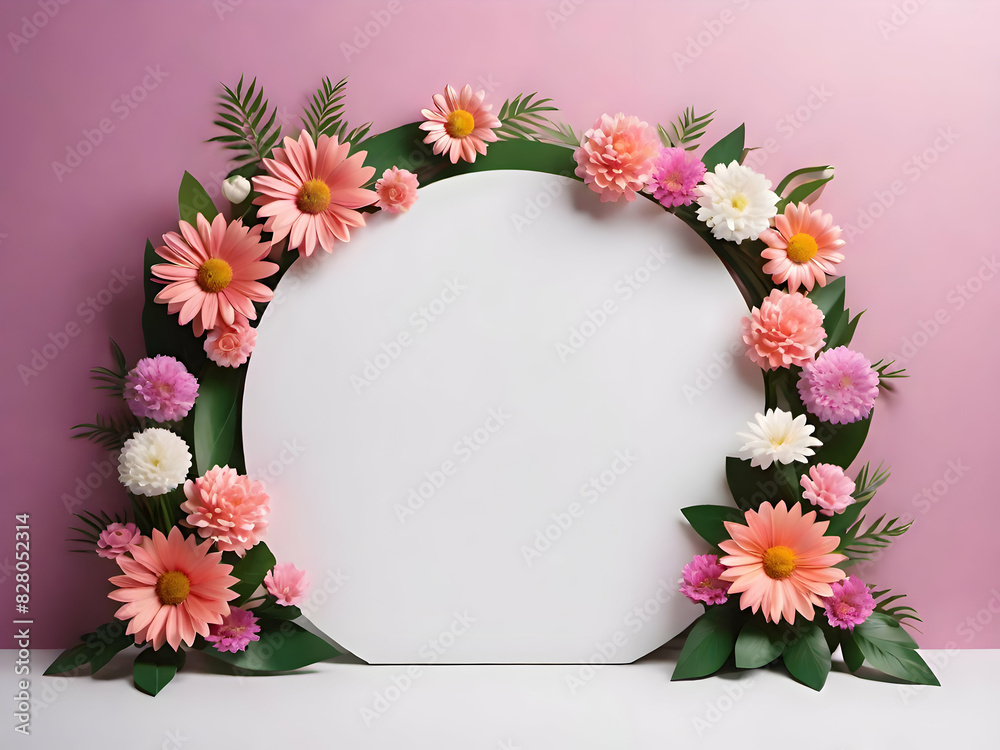 Flower frame and blank background for placing products or word Flower frame and blank background for placing products or word