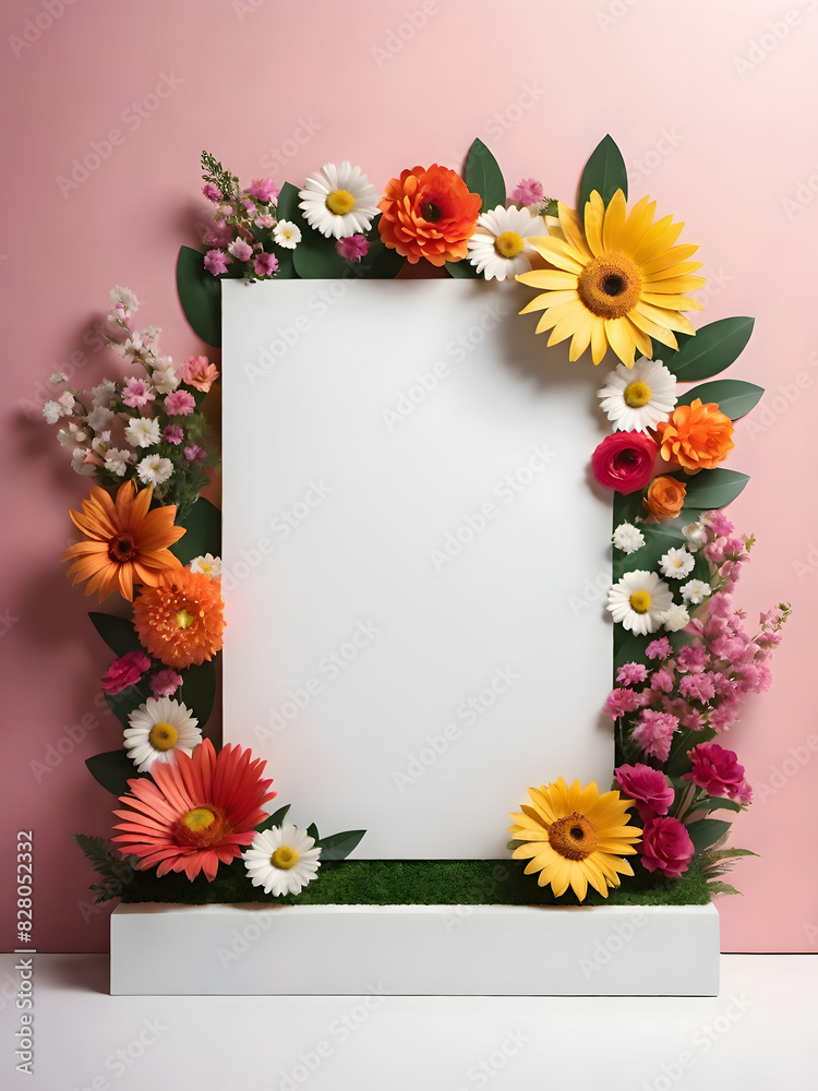 Flower frame and blank background for placing products or word Flower frame and blank background for placing products or word