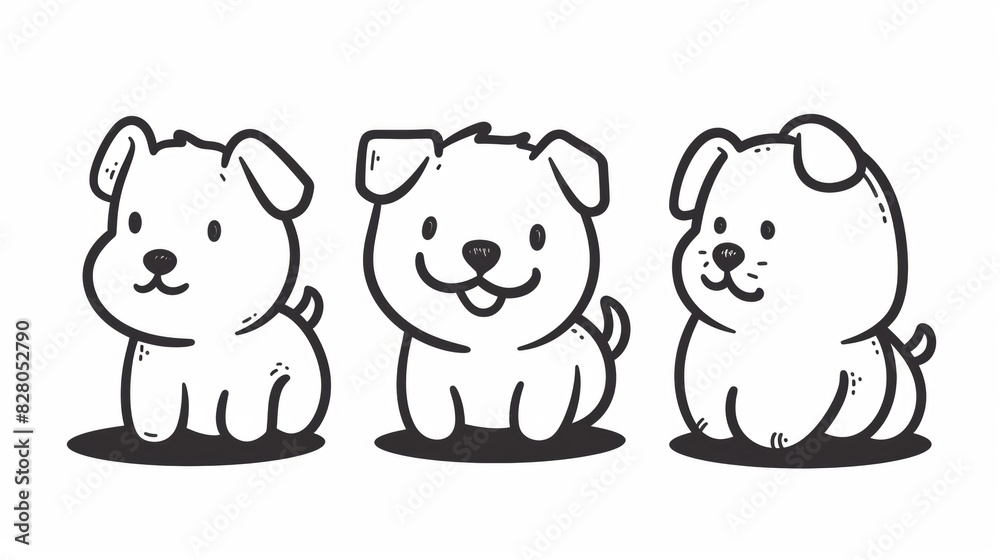 Dog. Line drawing of cute animal. Baby nursery art. Dog. Line drawing of cute animal. Baby nursery art.