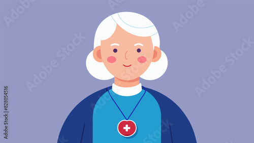 An illustration of a senior wearing a medical alert pendant providing peace of mind for both them and their loved ones.. Vector illustration