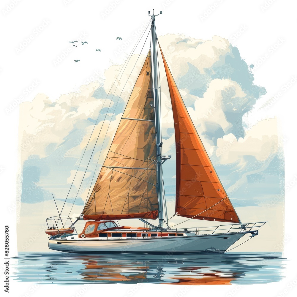 Fototapeta premium Vector illustration of a sailing ship