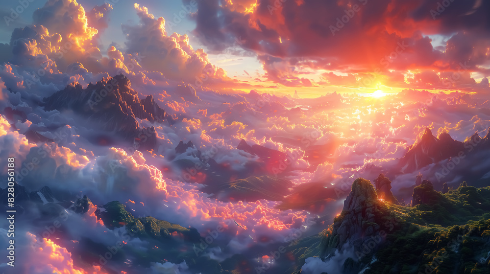 aerial view, cloudscape with mountains, sunset or sunrise, clouds. Wall Art Poster Print Design for Home Decor, Decoration Artwork, High Resolution Wallpaper and Background for Computer, Smartphone aerial view, cloudscape with mountains, sunset or sunrise, clouds. Wall Art Poster Print Design for Home Decor, Decoration Artwork, High Resolution Wallpaper and Background for Computer, Smartphone