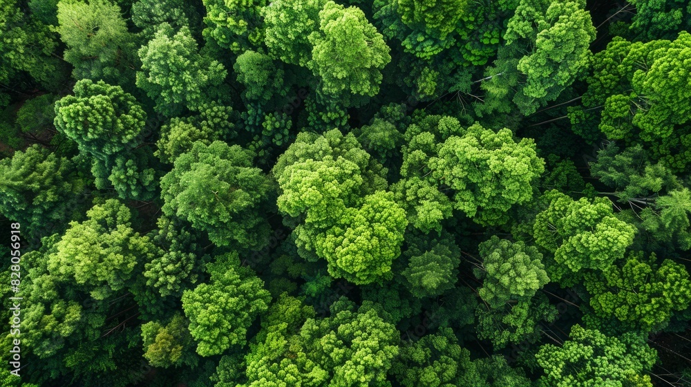 Aerial top view of green trees in forest. Drone view of dense green tree captures CO2. Green tree nature background for carbon neutrality and net zero emissions concept. Sustainable green environment. Aerial top view of green trees in forest. Drone view of dense green tree captures CO2. Green tree nature background for carbon neutrality and net zero emissions concept. Sustainable green environment.