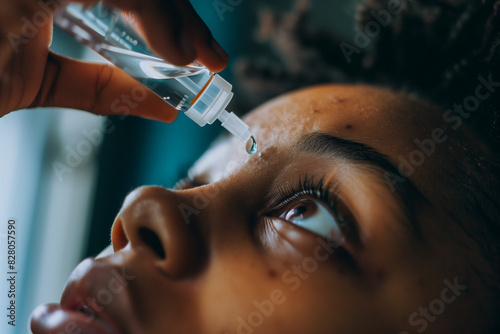 Person Using Eye Drops for Eye Care photo