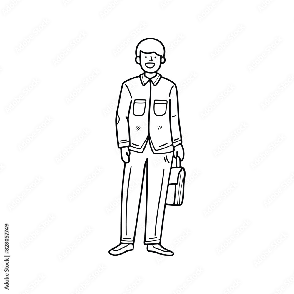 isolate black and white illustration of businessman character on background isolate black and white illustration of businessman character on background