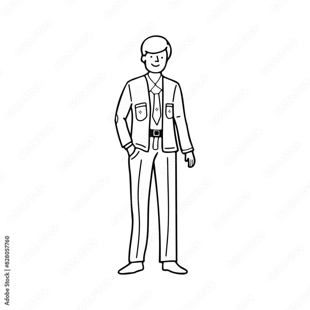 isolate black and white illustration of businessman character on background isolate black and white illustration of businessman character on background