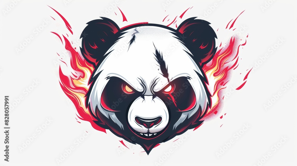 Naklejka premium Mascot logo design of a panda with bold line. Clipart vector illustration.