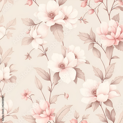 seamless pattern with pink flowers