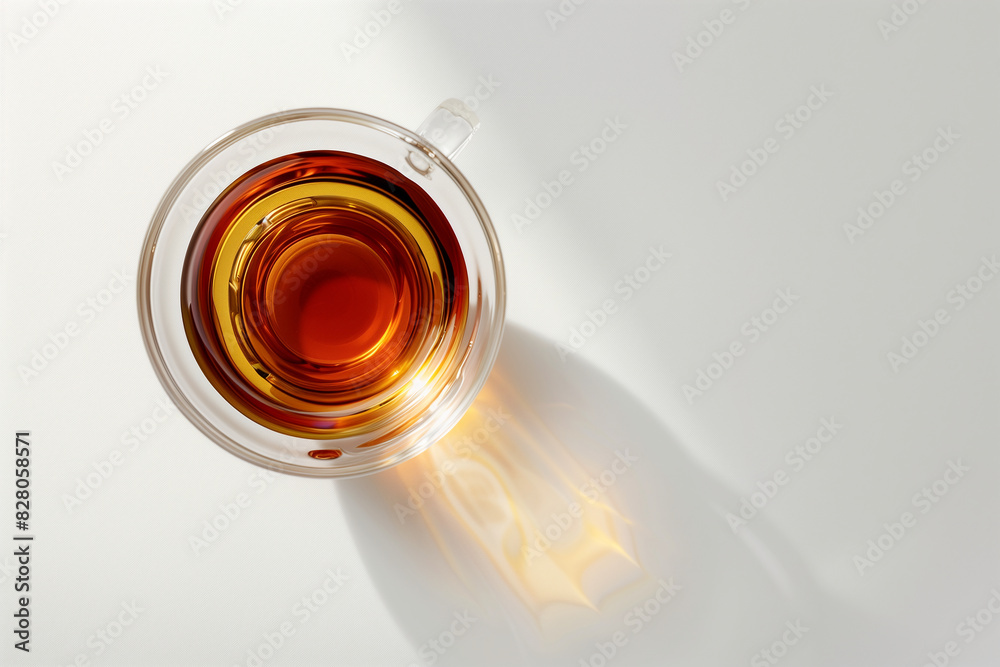 Top View of Cup of Tea with Sunlight Reflection Top View of Cup of Tea with Sunlight Reflection