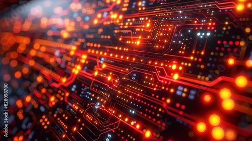 Wallpaper Mural An abstract background for technology showing a high tech interface with a dynamic composition and lots of lights.  Torontodigital.ca