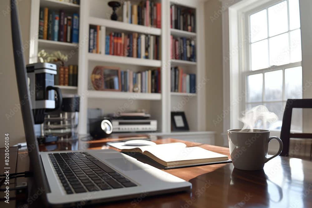 Cozy Home Office with Bookshelves Cozy Home Office with Bookshelves