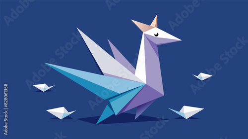 Creating beautiful origami creatures with delicate paper folds to unwind after a long day. Vector illustration