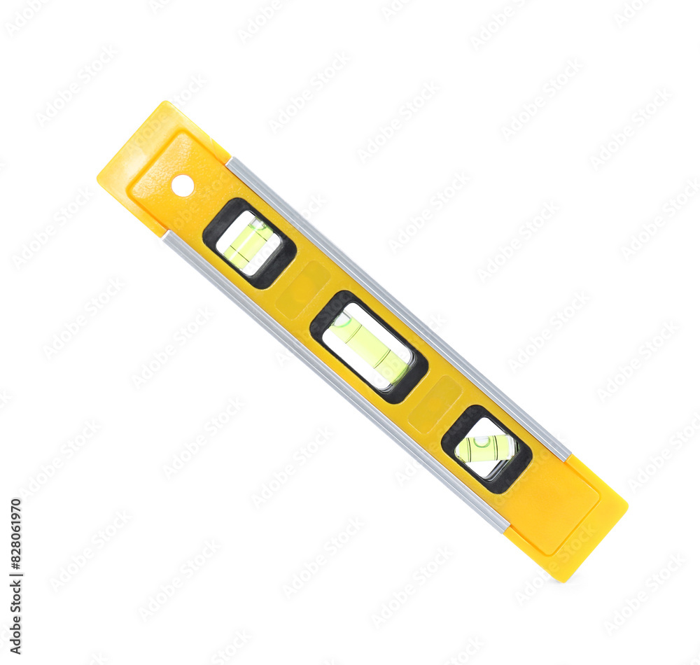 Yellow building level isolated on white. Construction tool Yellow building level isolated on white. Construction tool