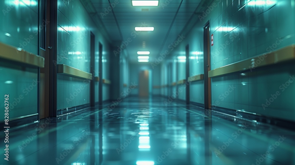 A sleek and sterile empty hospital corridor background that is somewhat sad and possibly alarming. A sleek and sterile empty hospital corridor background that is somewhat sad and possibly alarming.