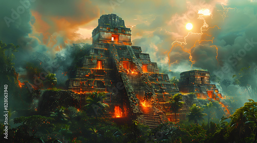 illustration of legendary city of gold hidden deep within remote jungle ancient temples boobytrapped tombs untold riches waiting be discovered by intrepid explorers braving the perils of the unknown