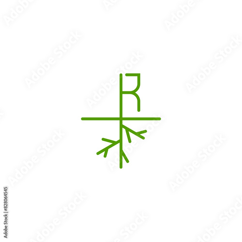 nature root and tree combnation with alphabet r