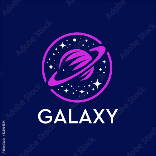 Galaxy logo, planet, space, astronomy, planet symbol, company logo, solar system, universe, star, nebula, cosmos, minimal, flat logo